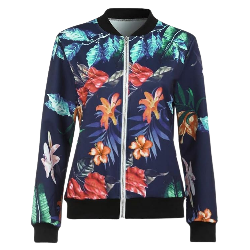 Blouson bomber à fleurs à manches longues