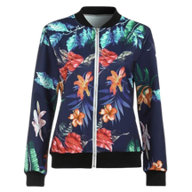 Blouson bomber à fleurs à manches longues