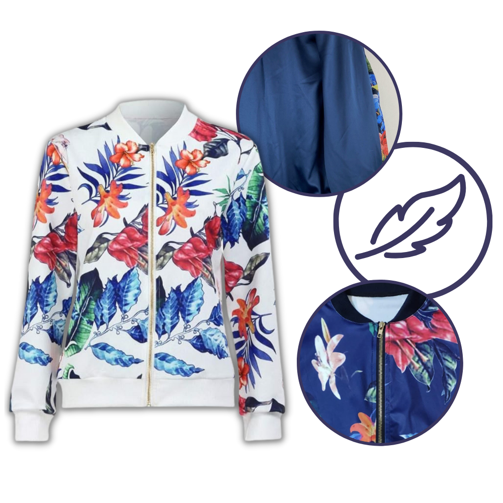 Blouson bomber à fleurs à manches longues