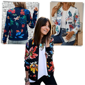 Blouson bomber à fleurs à manches longues