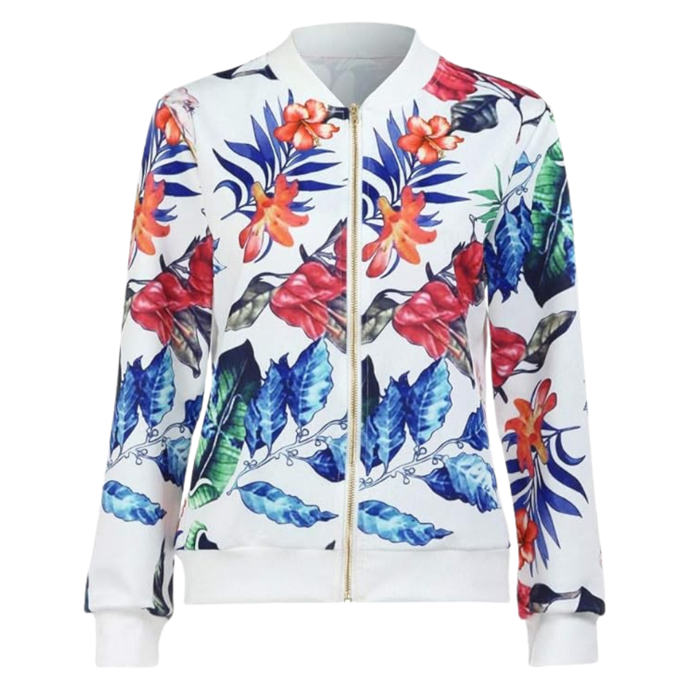 Blouson bomber à fleurs à manches longues