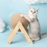 Griffoir Chat en Bois Massif avec Boule à Rouler Sisal - Amusement et Soin des Griffes